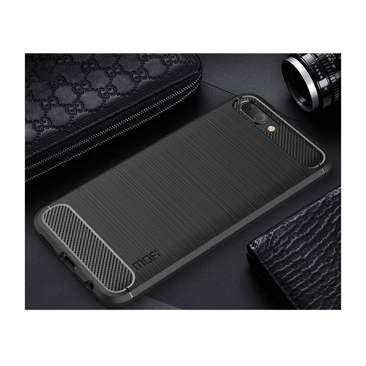 MOFI Carbon Fiber Texture Brushed TPU Back Case for Huawei Honor 10 - Black