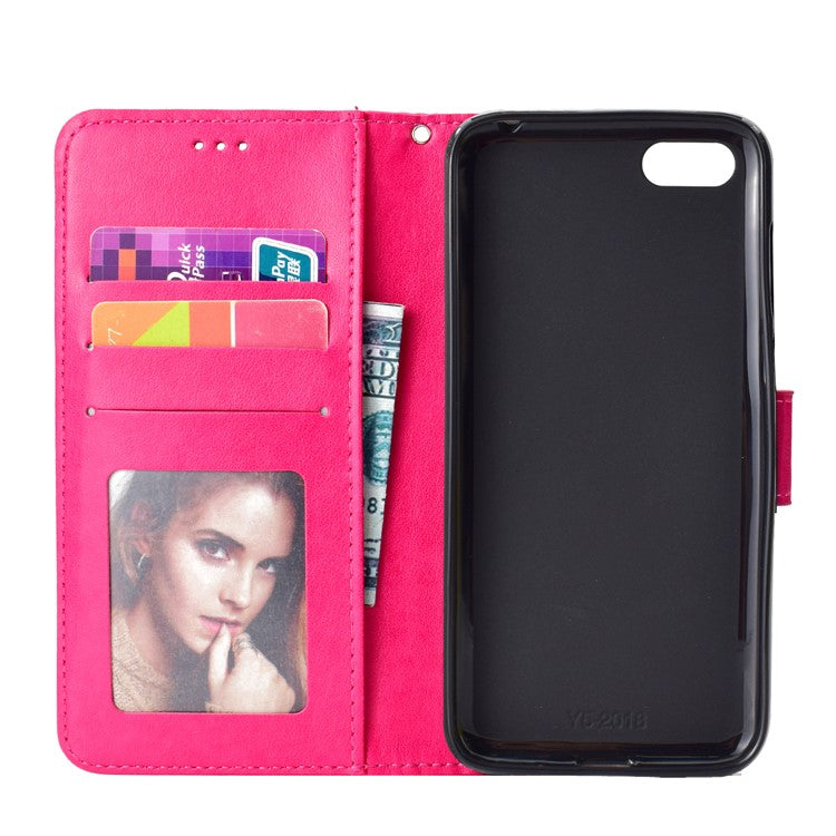 Imprinted Mandala Pattern Wallet Leather Mobile Cover for Huawei Y5 (2018) / Y5 Prime (2018) / Honor Play 7 / Honor 7s - Rose