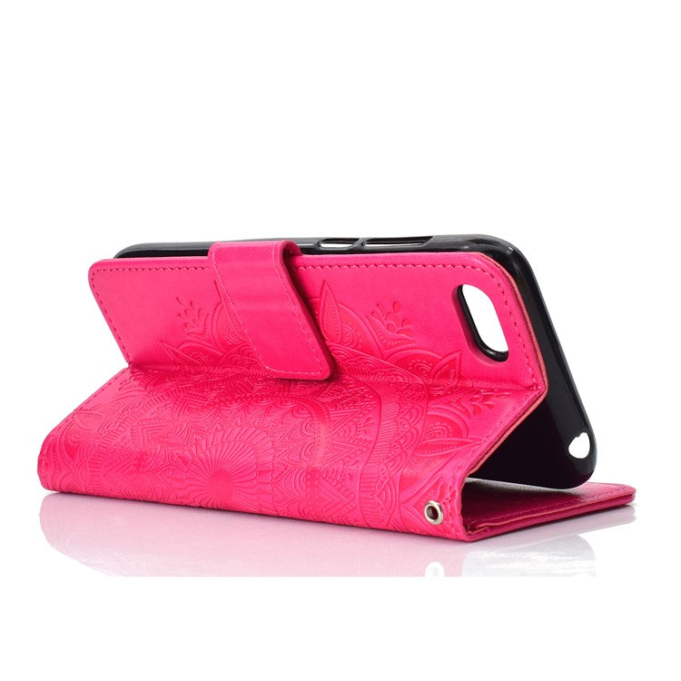 Imprinted Mandala Pattern Wallet Leather Mobile Cover for Huawei Y5 (2018) / Y5 Prime (2018) / Honor Play 7 / Honor 7s - Rose