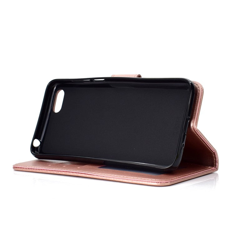 Imprinted Mandala Pattern Wallet Leather Mobile Shell for Huawei Y5 (2018) / Y5 Prime (2018) / Honor Play 7 / Honor 7s - Rose Gold