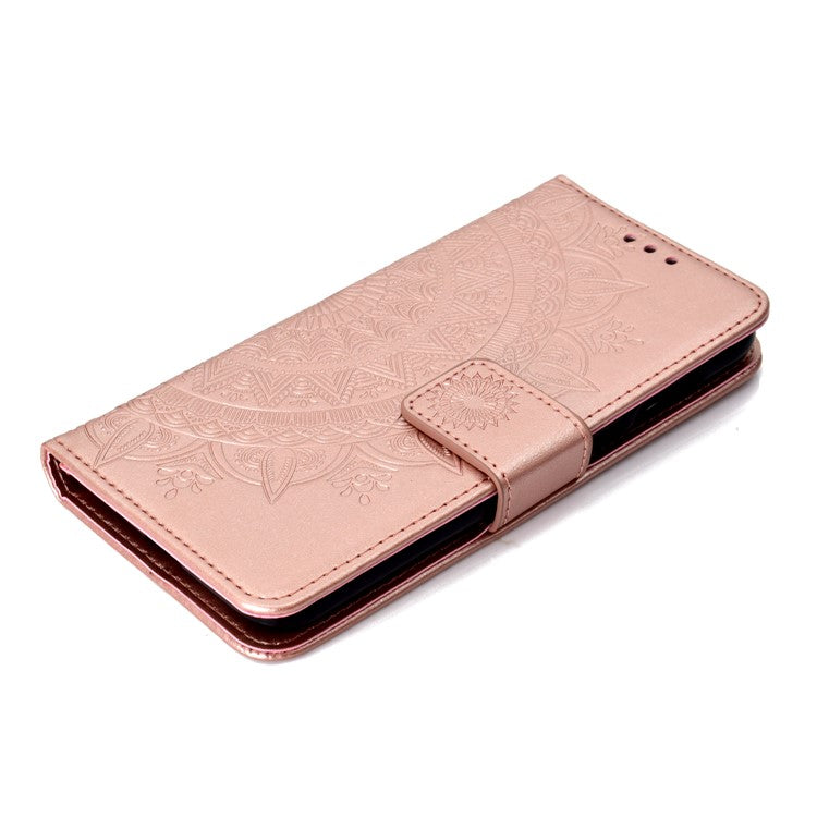 Imprinted Mandala Pattern Wallet Leather Mobile Shell for Huawei Y5 (2018) / Y5 Prime (2018) / Honor Play 7 / Honor 7s - Rose Gold