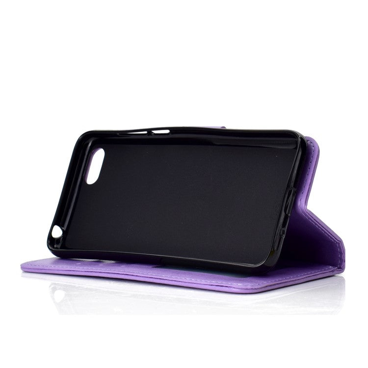 Imprinted Mandala Pattern Wallet Leather Protective Case for Huawei Y5 (2018) / Y5 Prime (2018) / Honor Play 7 / Honor 7s - Purple