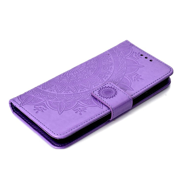 Imprinted Mandala Pattern Wallet Leather Protective Case for Huawei Y5 (2018) / Y5 Prime (2018) / Honor Play 7 / Honor 7s - Purple