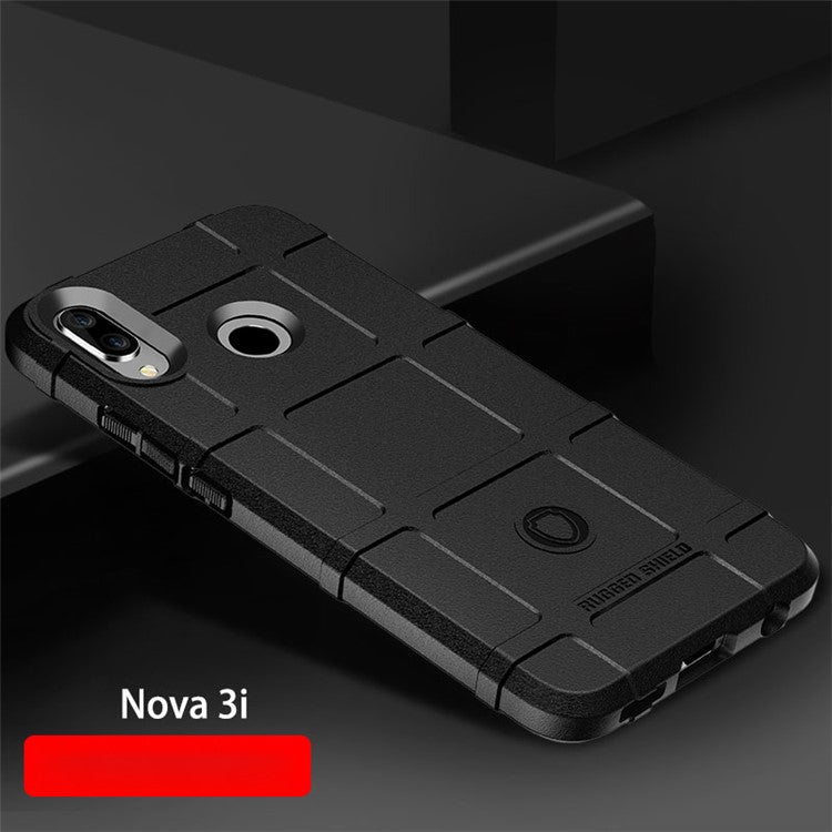 Anti-shock Square Grid Texture Soft TPU Cell Phone Case for Huawei P Smart+ / nova 3i - Black