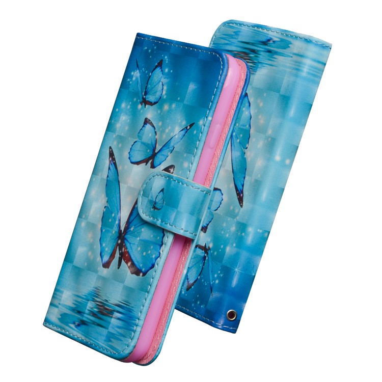 Pattern Printing PU Leather Cover Wallet Stand Mobile Casing for Huawei Honor 8X / Honor View 10 Lite - Blue Butterflies