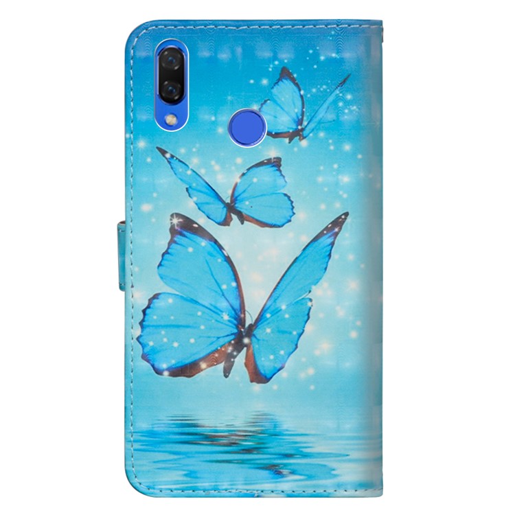 Pattern Printing PU Leather Cover Wallet Stand Mobile Casing for Huawei Honor 8X / Honor View 10 Lite - Blue Butterflies