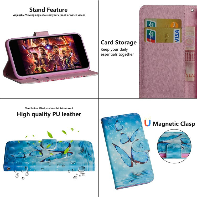 Pattern Printing PU Leather Cover Wallet Stand Mobile Casing for Huawei Honor 8X / Honor View 10 Lite - Blue Butterflies