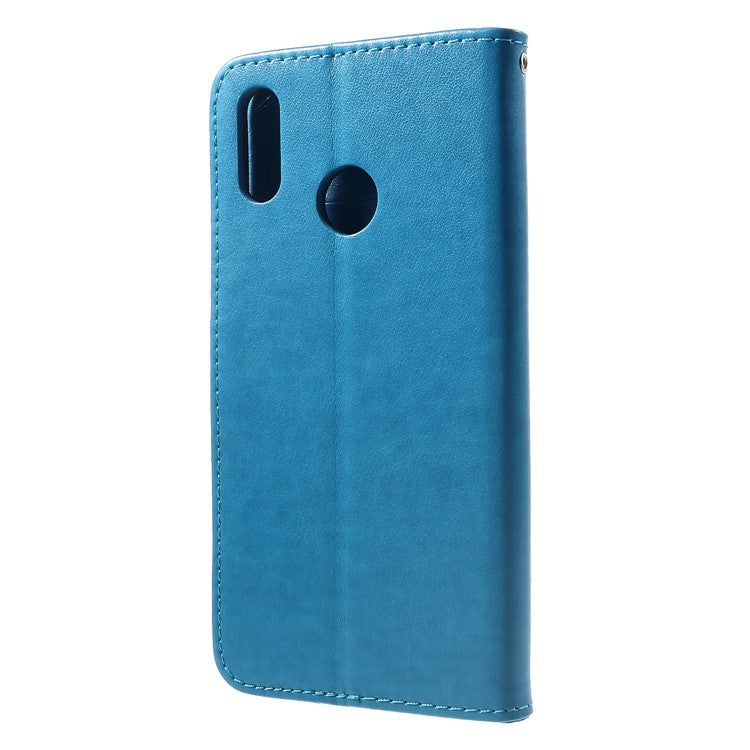 Imprint Butterfly Flower PU Leather Wallet Phone Shell for Huawei nova 3i / P Smar+ - Blue