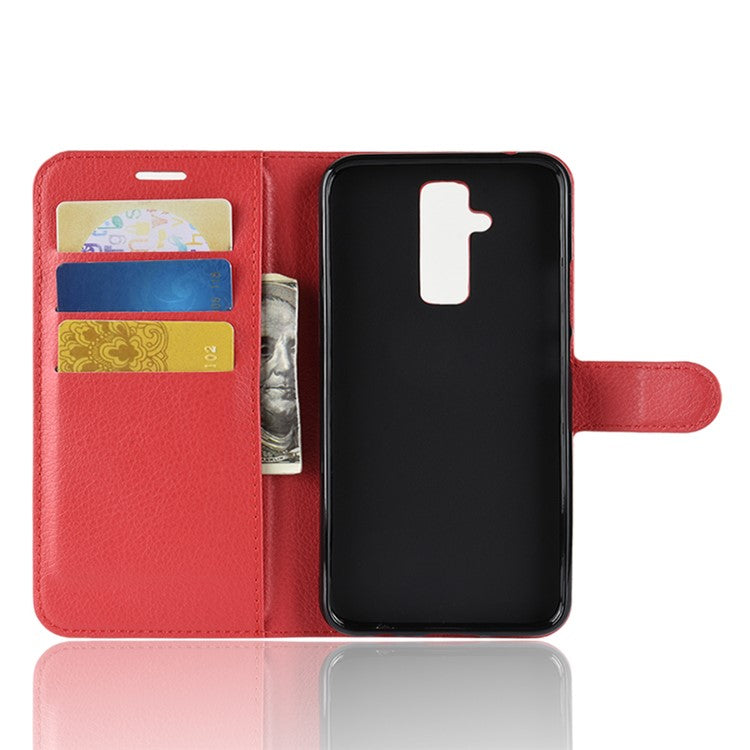 For Huawei Mate 20 Lite Litchi Grain Leather Wallet Mobile Phone Case Cover with Stand - Red