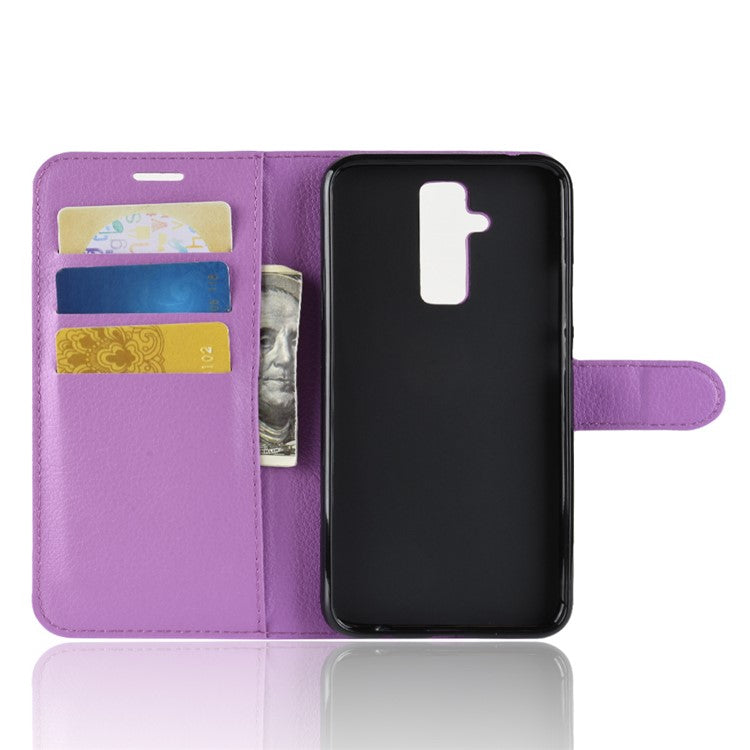 For Huawei Mate 20 Lite Litchi Grain Leather Wallet Mobile Phone Case Cover with Stand - Purple