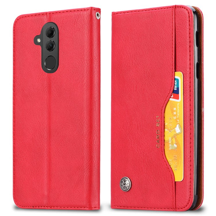 Auto-absorbed Leather Wallet Cover for Huawei Mate 20 Lite - Red
