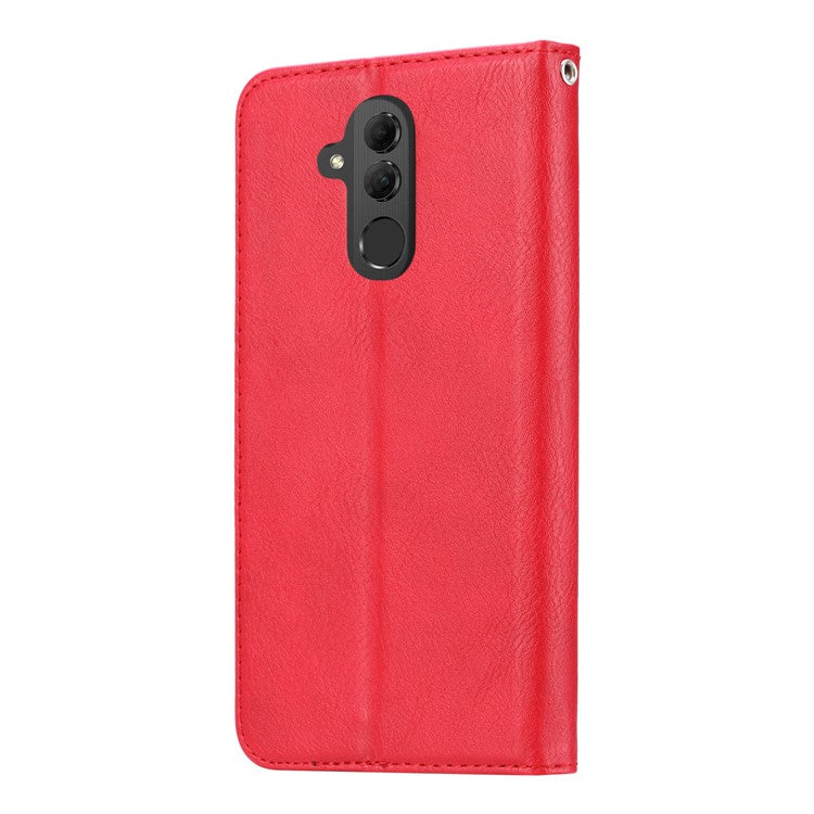 Auto-absorbed Leather Wallet Cover for Huawei Mate 20 Lite - Red