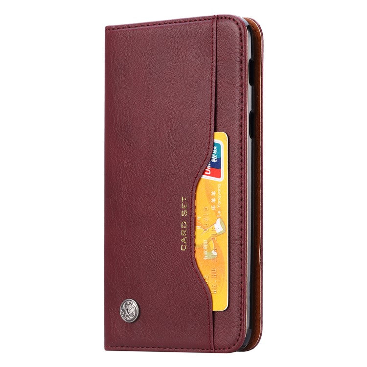 Auto-absorbed Leather Wallet Phone Case for Huawei Mate 20 Lite - Wine Red