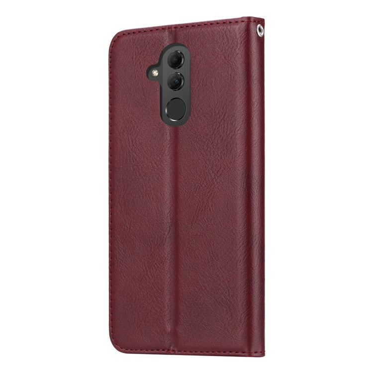 Auto-absorbed Leather Wallet Phone Case for Huawei Mate 20 Lite - Wine Red