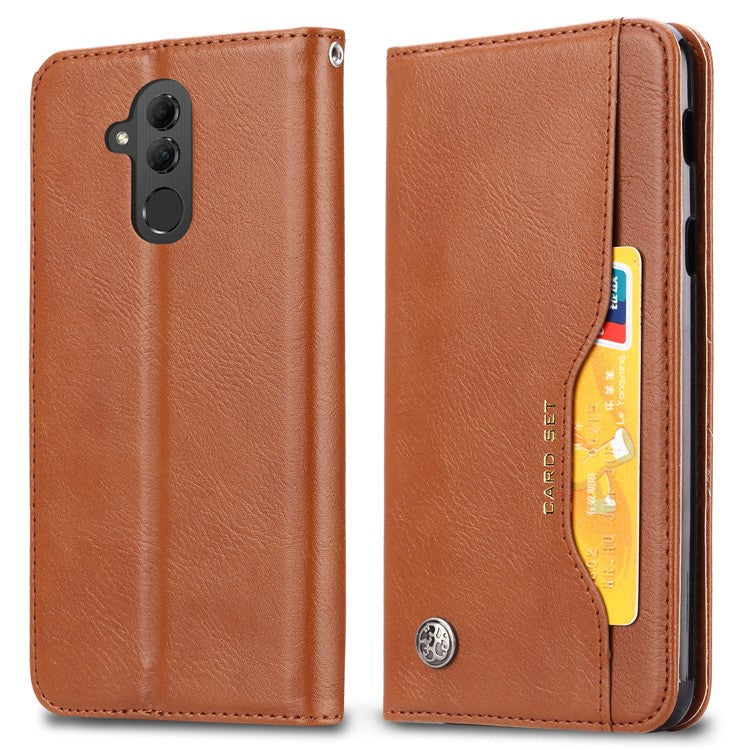 Auto-absorbed Leather Wallet Shell Case for Huawei Mate 20 Lite - Brown