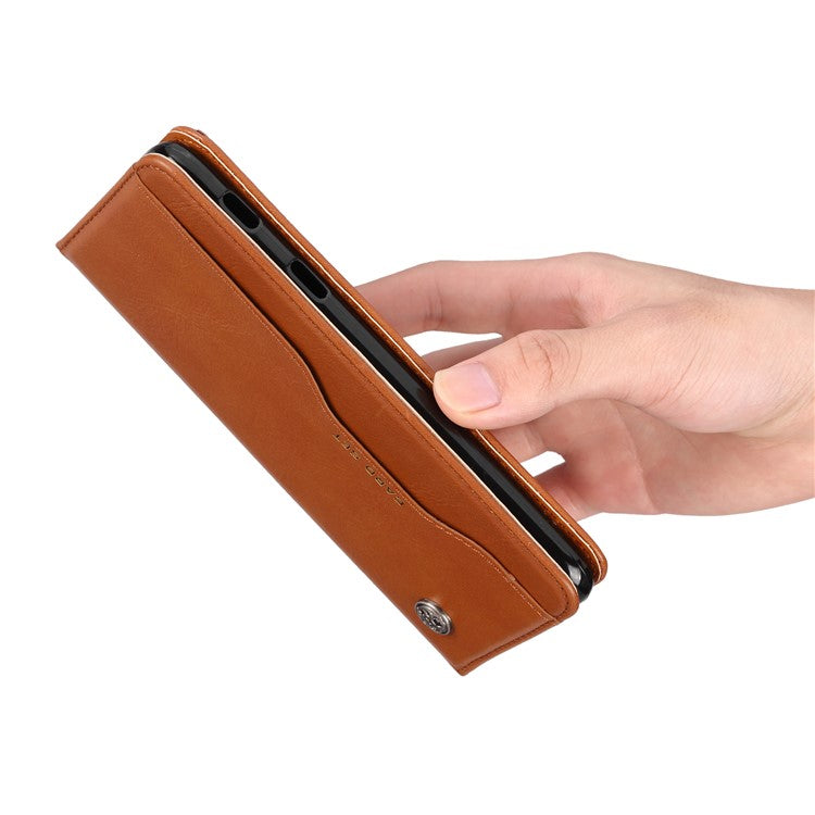 Auto-absorbed Leather Wallet Shell Case for Huawei Mate 20 Lite - Brown