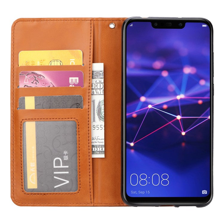 Auto-absorbed Leather Wallet Shell Case for Huawei Mate 20 Lite - Brown
