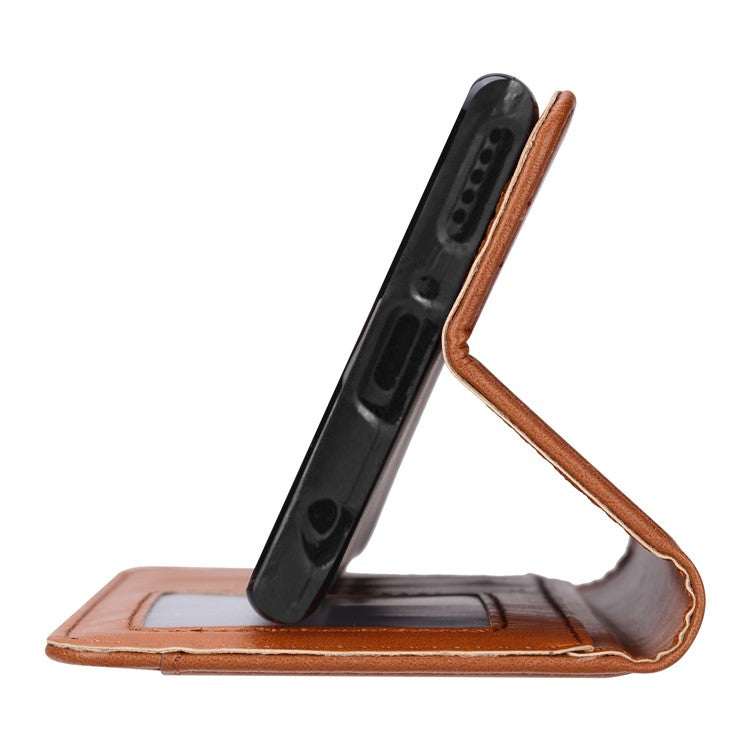 Auto-absorbed Leather Wallet Shell Case for Huawei Mate 20 Lite - Brown