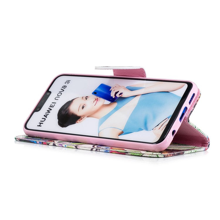 Pattern Printing PU Leather Wallet Case Cover for Huawei nova 3i / P Smart Plus - Colorized Tree