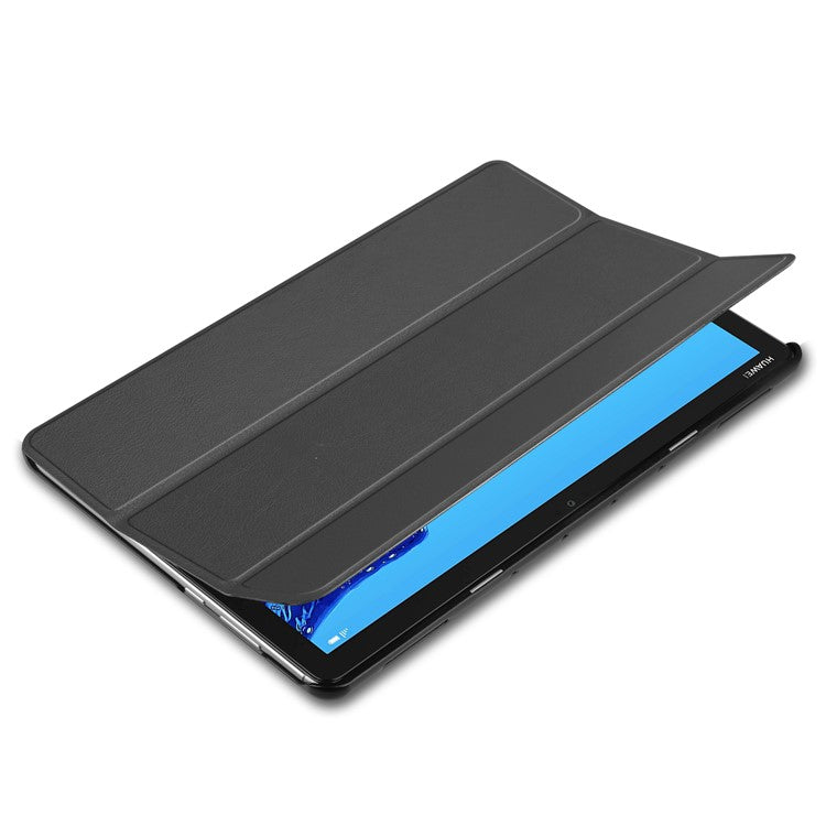 Tri-fold Stand Leather Protection Cover for Huawei Mediapad C5 10 / M5 Lite 10 - Black