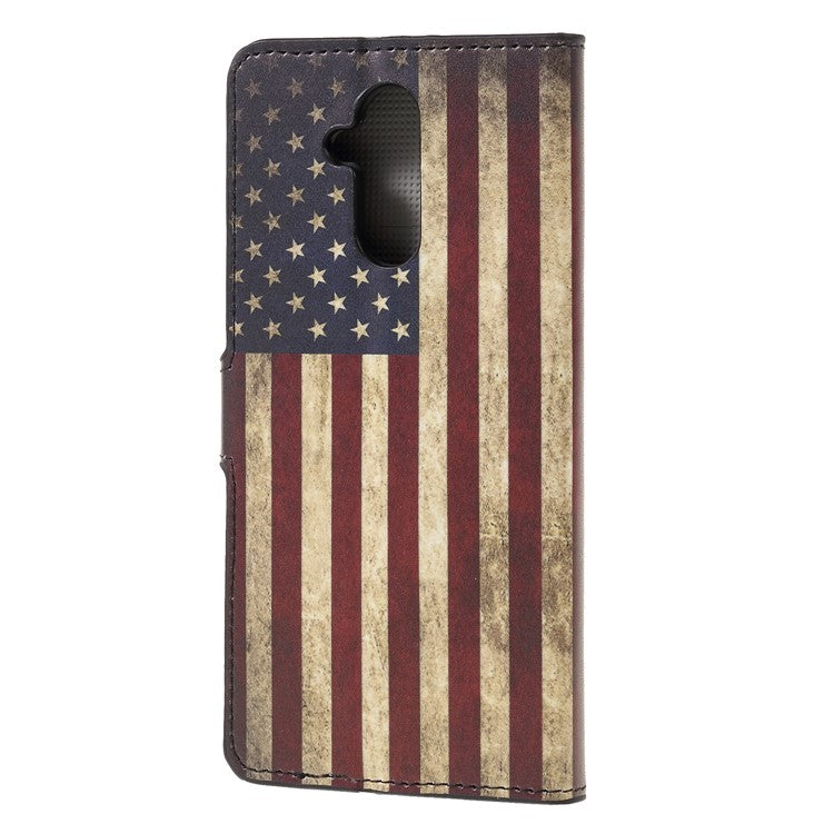 Pattern Printing PU Leather Magnetic Mobile Phone Shell for Huawei Mate 20 Lite - Retro US Flag