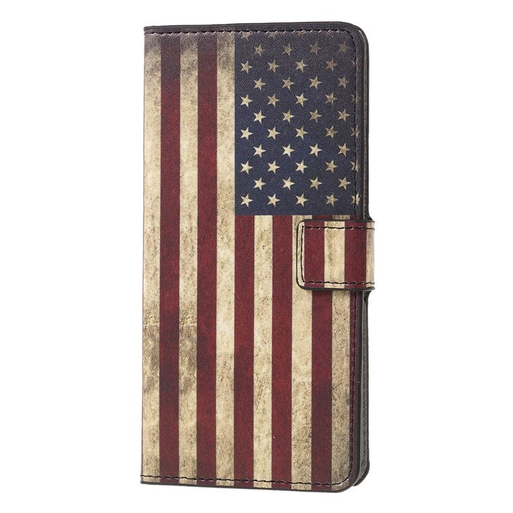 Pattern Printing PU Leather Magnetic Mobile Phone Shell for Huawei Mate 20 Lite - Retro US Flag