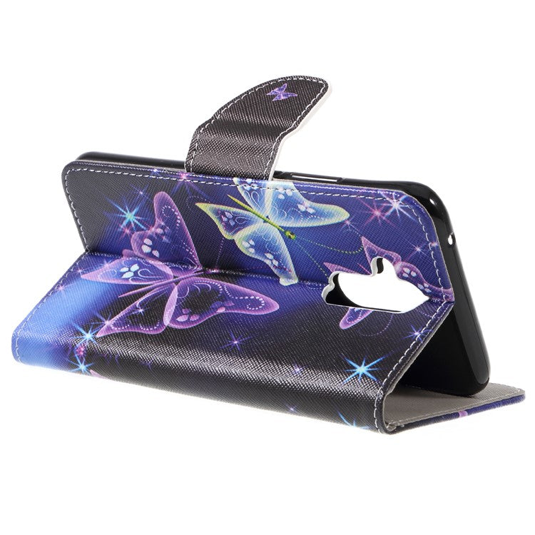 Pattern Printing Cross Texture Wallet Leather Stand Case for Huawei Mate 20 Lite - Vivid Butterflies