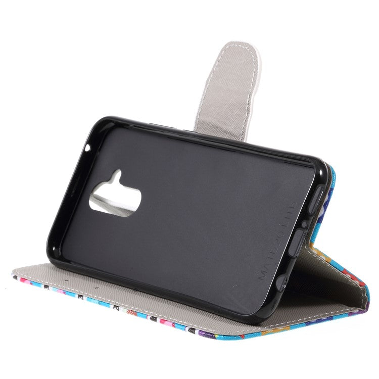 Pattern Printing Cross Texture Wallet Leather Stand Cover for Huawei Mate 20 Lite - Multiple Owls