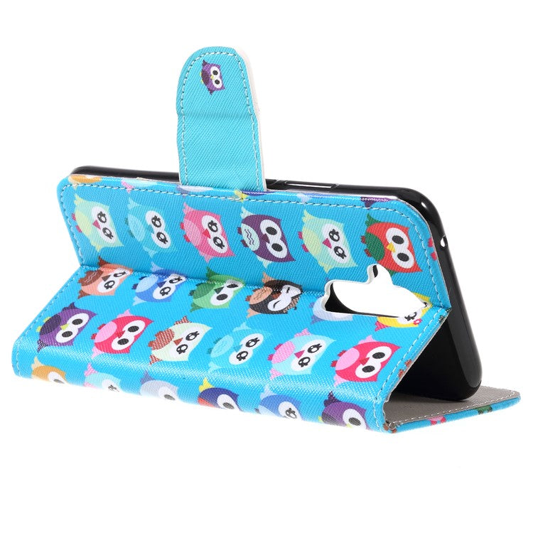 Pattern Printing Cross Texture Wallet Leather Stand Cover for Huawei Mate 20 Lite - Multiple Owls