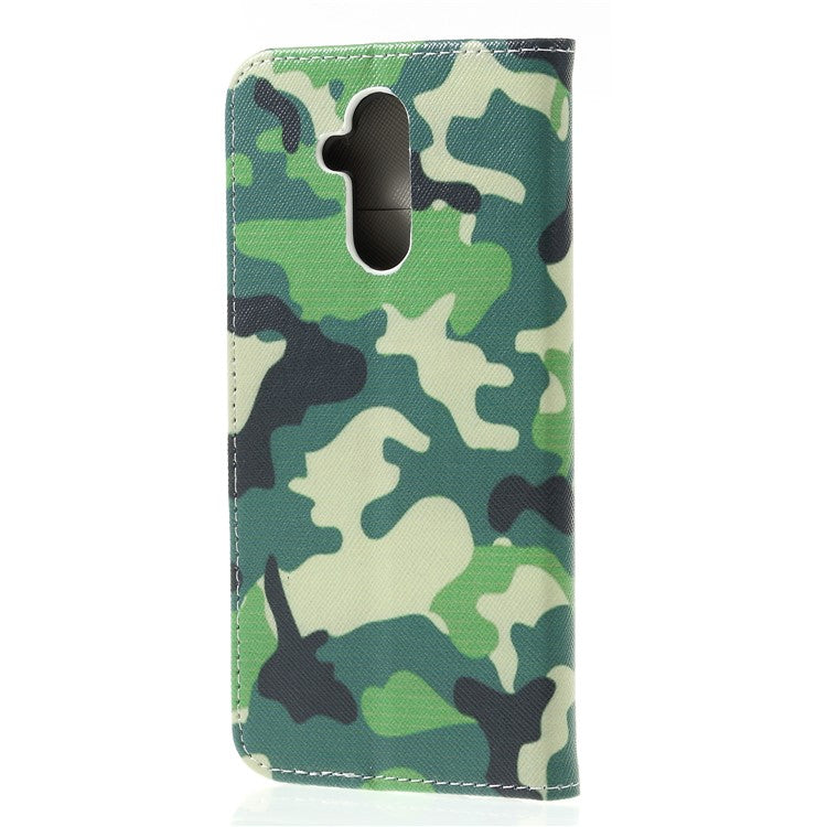Pattern Printing Cross Texture Stand Leather Wallet Case for Huawei Mate 20 Lite - Camouflage Pattern