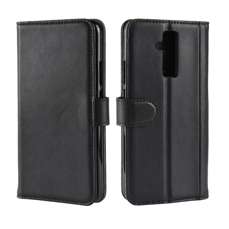 Genuine Split Leather Card Holder Stand Phone Protection Case for Huawei Mate 20 Lite - Black