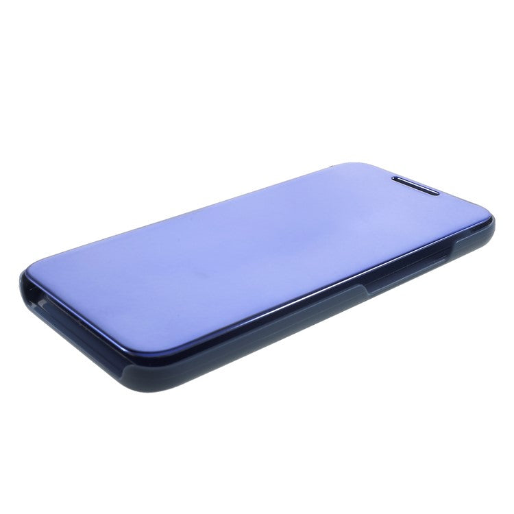 Plated Mirror Surface Leather Phone Case with View Window for Huawei Mate 20 Lite / Maimang 7 - Blue