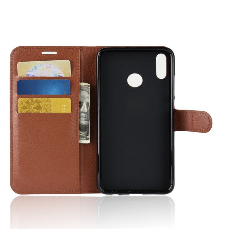 Litchi Texture Case / Wallet Stand Leather Phone Cover for Huawei Honor 8X / Honor View 10 Lite - Brown
