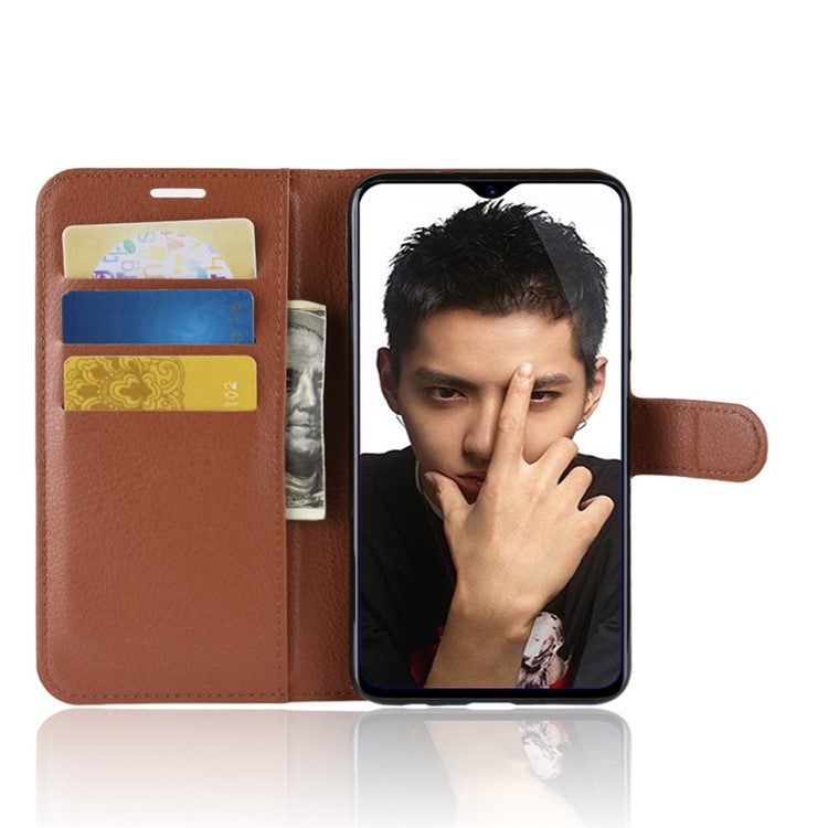 Litchi Texture Case / Wallet Stand Leather Phone Cover for Huawei Honor 8X / Honor View 10 Lite - Brown