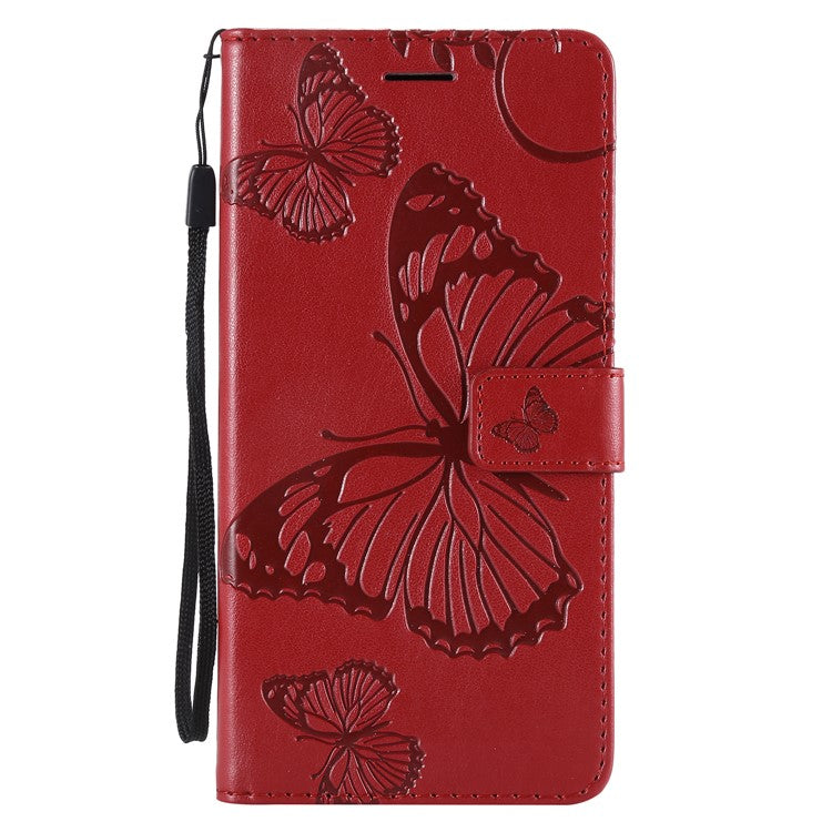 KT Imprinting Flower Series-2 Imprint Butterfly Flower Leather Wallet Magnetic Stand Cover for Huawei Mate 20 Lite - Red