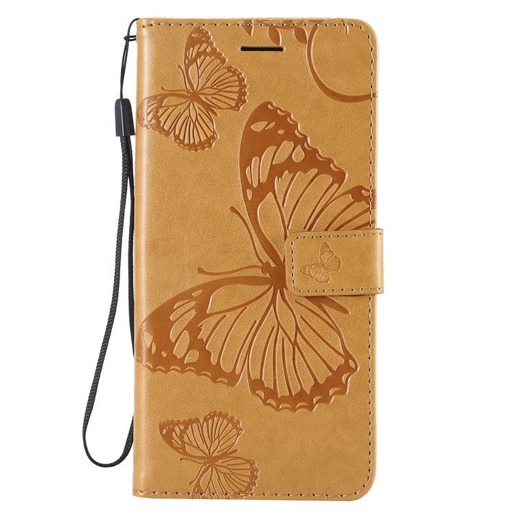 KT Imprinting Flower Series-2 Imprint Butterfly Flower Leather Wallet Magnetic Stand Shell for Huawei Mate 20 Lite - Yellow