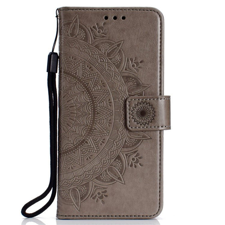 Imprint Totem Pattern Wallet Stand Leather Cover for Huawei Mate 20 Lite - Grey