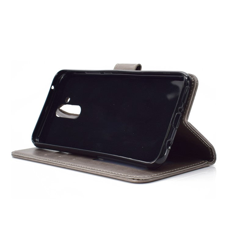 Imprint Totem Pattern Wallet Stand Leather Cover for Huawei Mate 20 Lite - Grey