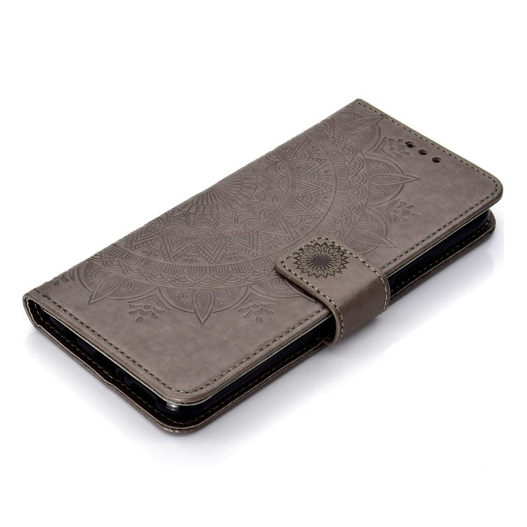 Imprint Totem Pattern Wallet Stand Leather Cover for Huawei Mate 20 Lite - Grey