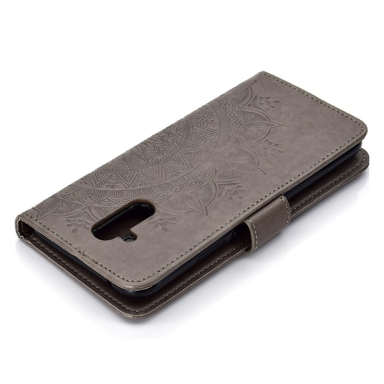Imprint Totem Pattern Wallet Stand Leather Cover for Huawei Mate 20 Lite - Grey