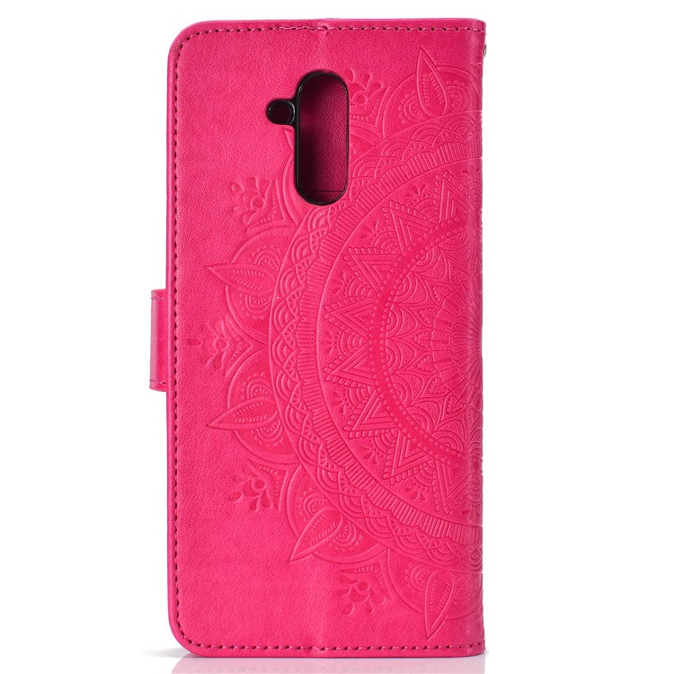 Imprint Totem Pattern Wallet Stand Leather Casing for Huawei Mate 20 Lite - Rose