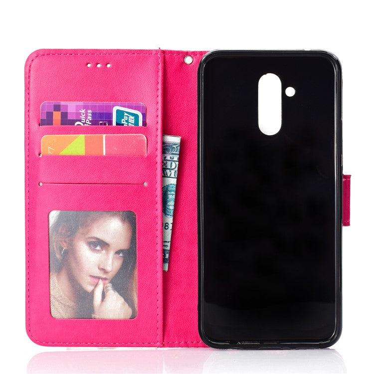 Imprint Totem Pattern Wallet Stand Leather Casing for Huawei Mate 20 Lite - Rose