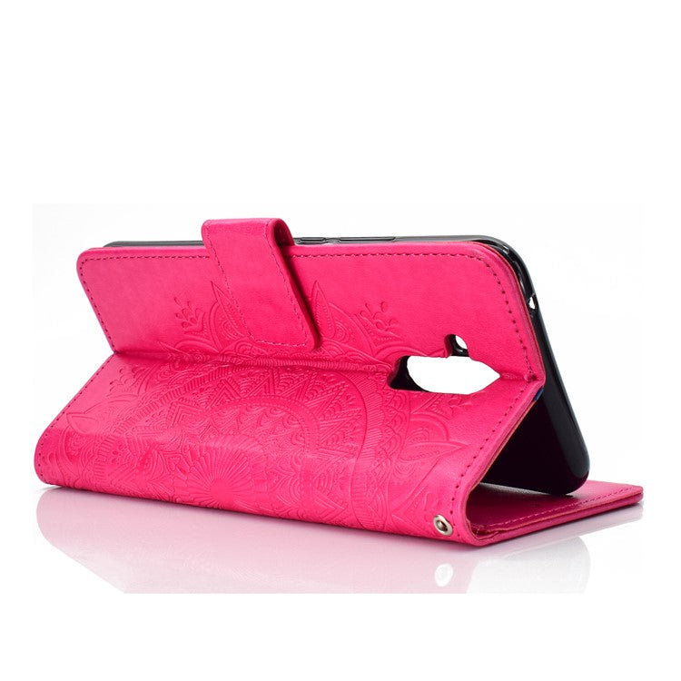 Imprint Totem Pattern Wallet Stand Leather Casing for Huawei Mate 20 Lite - Rose