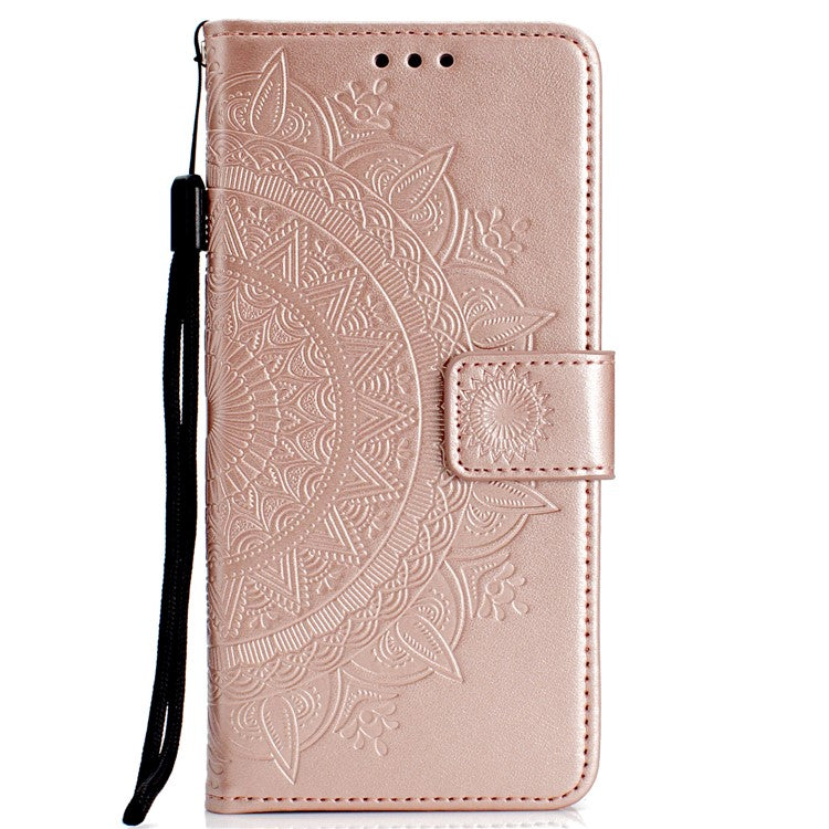 Imprint Totem Pattern Wallet Stand Leather Shell for Huawei Mate 20 Lite - Rose Gold