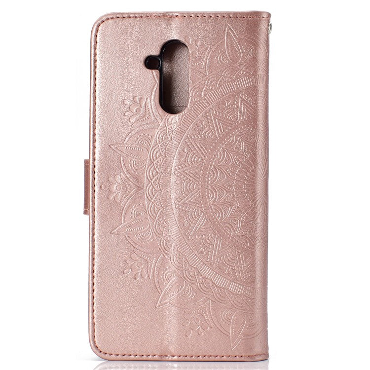 Imprint Totem Pattern Wallet Stand Leather Shell for Huawei Mate 20 Lite - Rose Gold