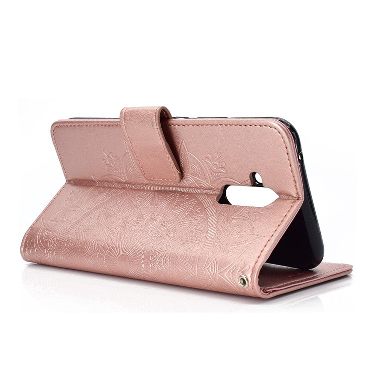 Imprint Totem Pattern Wallet Stand Leather Shell for Huawei Mate 20 Lite - Rose Gold