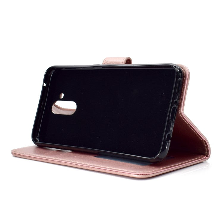 Imprint Totem Pattern Wallet Stand Leather Shell for Huawei Mate 20 Lite - Rose Gold