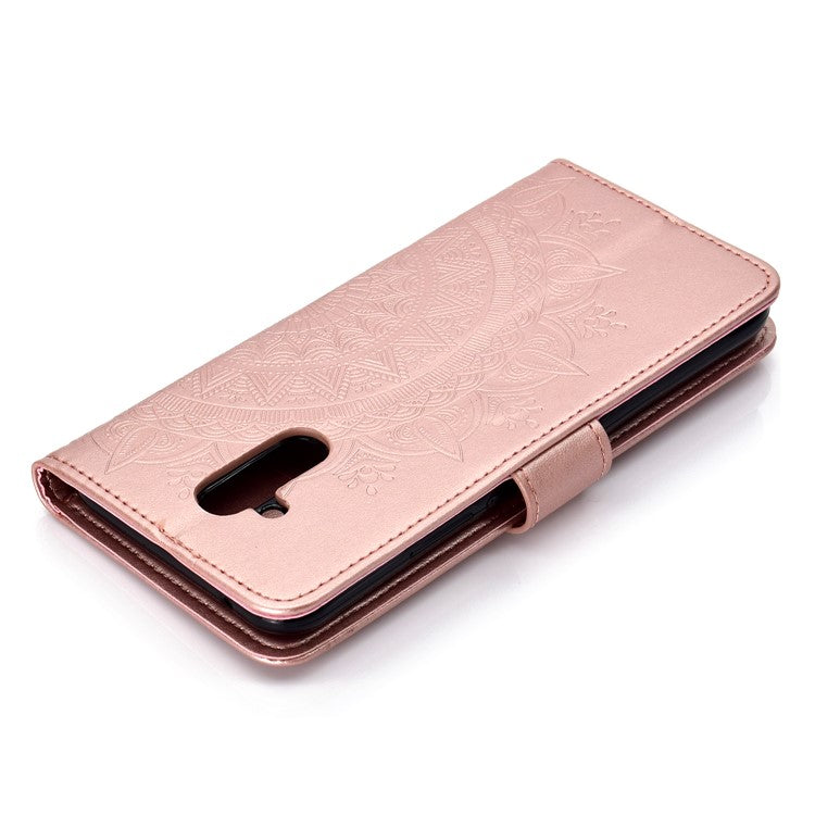 Imprint Totem Pattern Wallet Stand Leather Shell for Huawei Mate 20 Lite - Rose Gold