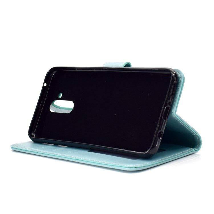 Imprint Totem Pattern Wallet Stand Leather Flip Cover for Huawei Mate 20 Lite - Cyan