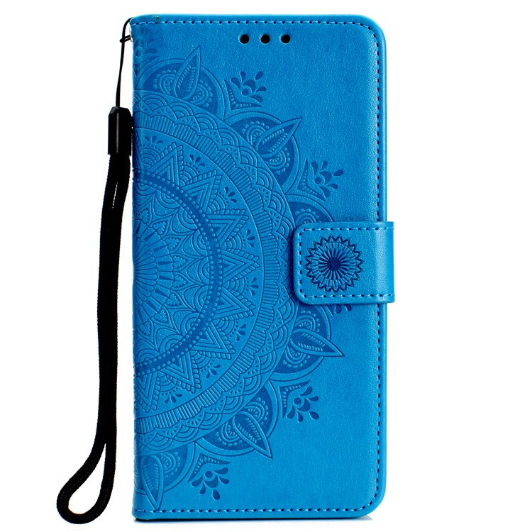 Imprint Totem Pattern Wallet Stand Leather Protective Cover for Huawei Mate 20 Lite - Blue